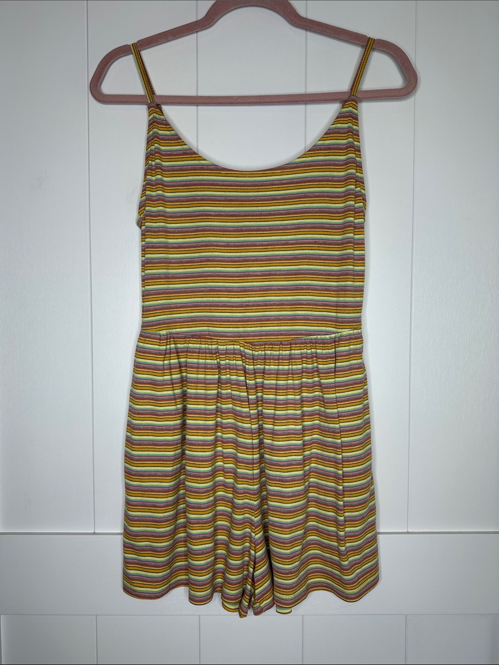wild fable Striped Romper in Yellow, Brown, Green
